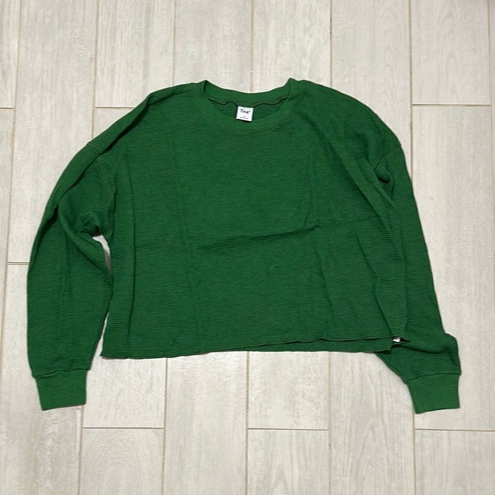 TNA Green Boxy Long Sleeve Sweatshirt